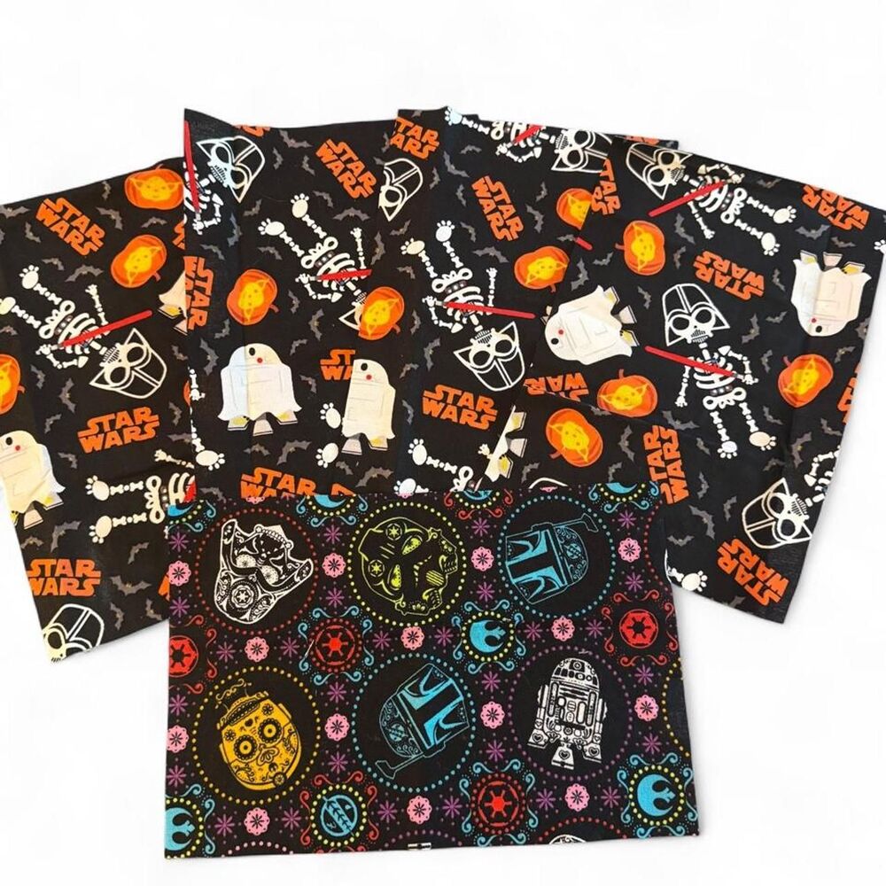 Star Wars Halloween Fabric Scrap Bundle 5 Pieces 9x6 Cotton Quilting Craft Lot